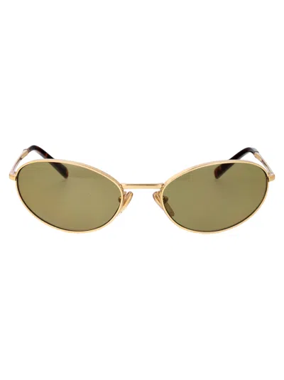 Prada Round Metal Sunglasses In Gold