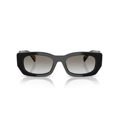 PRADA 0PR B05S RECTANGULAR BLACK ACETATE SUNGLASSES