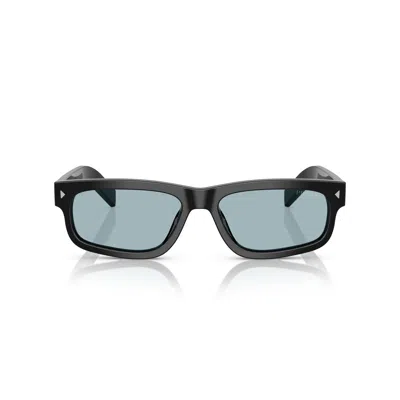 PRADA 0PR B11S RECTANGULAR BLACK ACETATE SUNGLASSES