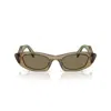 Prada 0pr B16s Translucent Acetate Rectangular Sunglasses In Brown