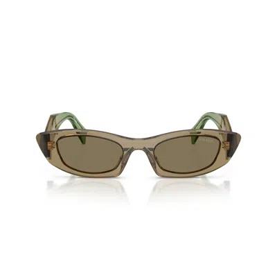 Prada 0pr B16s Translucent Acetate Rectangular Sunglasses In Brown