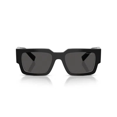 PRADA 0PR B17S RECTANGULAR BLACK ACETATE SUNGLASSES