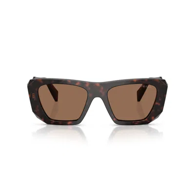 Prada 0pr B18s Oversized Geometric Frame Tortoiseshell Acetate Sunglasses In Brown