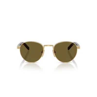 Prada 0pr B52s Round Frame Gold-tone Metal Sunglasses In Orange