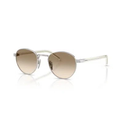 Prada 0pr B52s Round Gradient-tint Sunglasses In Silver