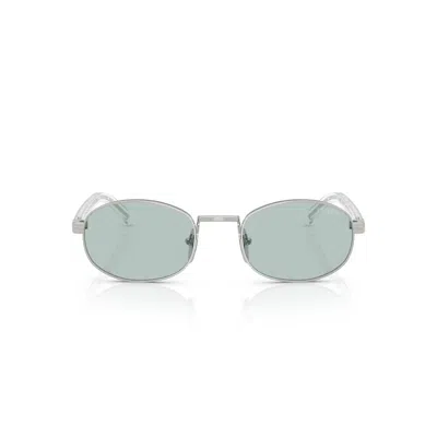 Prada 0pr B53s Rectangular Steel Sunglasses In Silver