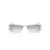 Prada 0pr C57s Rectangular Gradient Lens Sunglasses In Silver
