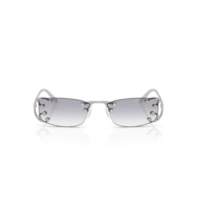Prada 0pr C57s Rectangular Gradient Lens Sunglasses In Silver