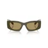 Prada 0pr D03sd Rectangular Olive Sunglasses In Green