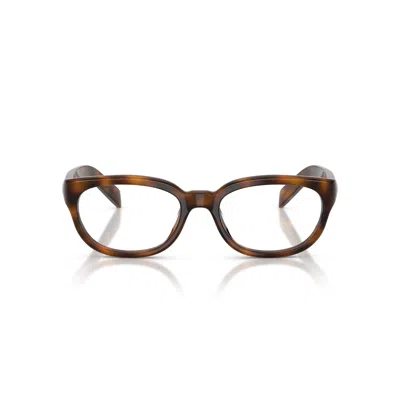 Prada 0pr D03vu Classic Rectangular Tortoiseshell Eyeglasses In Brown