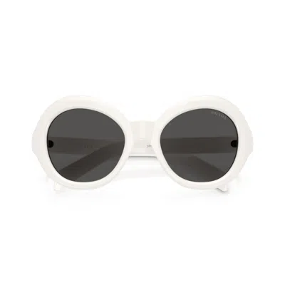 Prada 0pr D08su Oversized Round Frame Sunglasses In White