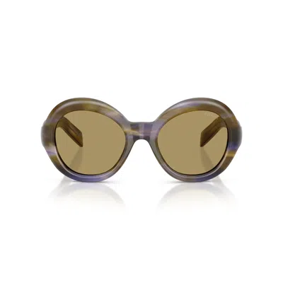 Prada 0pr D08su Round Acetate Sunglasses In Brown