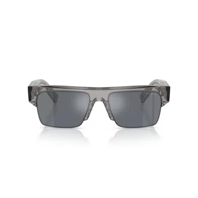 Prada 0pr D12su Translucent Grey Acetate Sunglasses In Gray