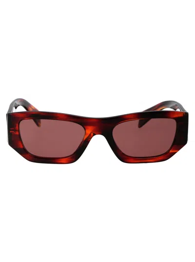 Prada 0pr Havana Red Acetate Sunglasses In Metallic
