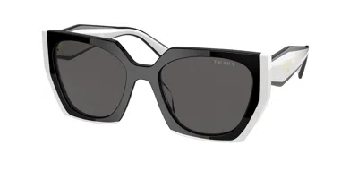 Pre-owned Prada 0pr15ws 09q5s0 Black White /dark Grey Lens In Brown