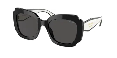 Pre-owned Prada 0pr16ys 09q5s0 Black/dark Grey Lens In Brown