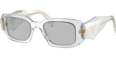 Pre-owned Prada 0pr17ws-4912r30b Rectangle Grey In Gray