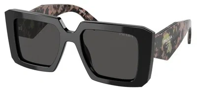 Pre-owned Prada 0pr23ys 1ab5s0 51mm Modern Rectangular Sunglasses In Gray