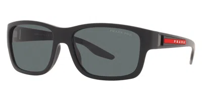 Pre-owned Prada 0ps 01ws Sunglasses Men Black Oval 59mm 100% Authentic In Polar Dark Grey