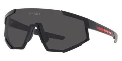 Pre-owned Prada 0ps 04ws Sunglasses Men Black Oval 39mm 100% Authentic In Gray