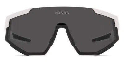 Pre-owned Prada 0ps 04ws Sunglasses Men White Oval 39mm 100% Authentic In Gray