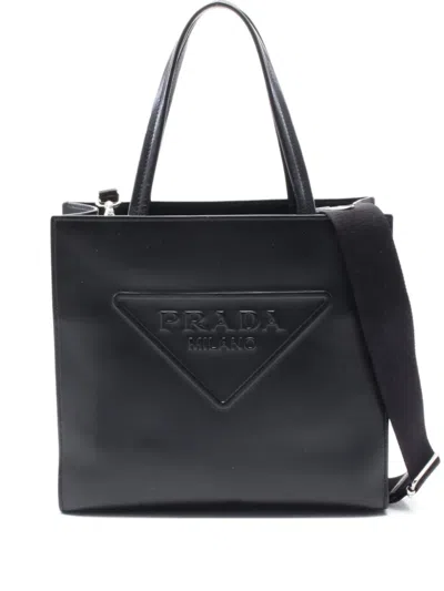 Pre-owned Prada 10's Logo Triangle Tote Bag