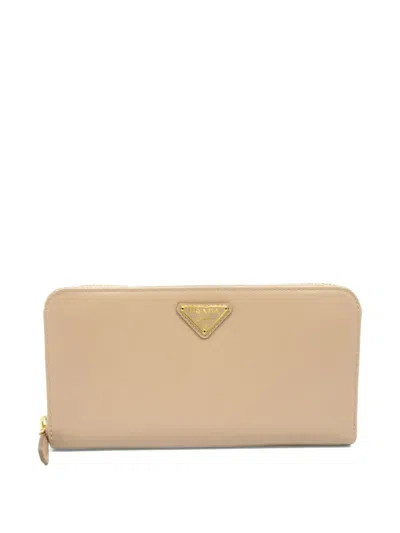 Pre-owned Prada 10's Long Wallet In Neutrals