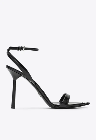PRADA 100 BRUSHED LEATHER POINTED SANDALS
