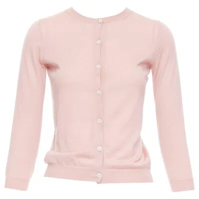 Pre-owned Prada 100% Cashmere Blush Pink Shell Button Cardigan Sweater It38 Xs