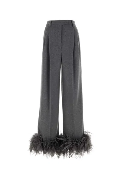 Prada 100% Cashmere Wide-leg Pants In Grey