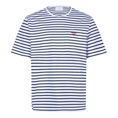 Prada 100 % Cotton White T-shirt In Blue