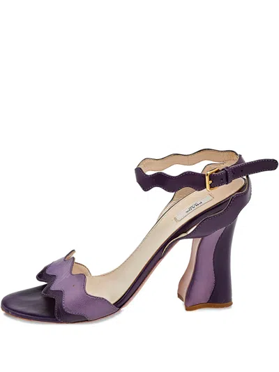 Pre-owned Prada 100mm Scalloped Strap High-heel Sandals