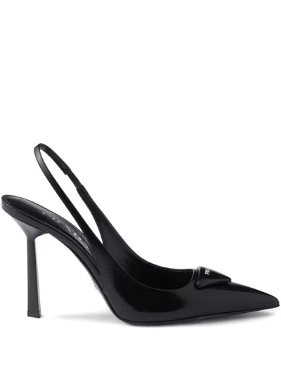 PRADA 100MM SLINGBACK LOGO PUMPS