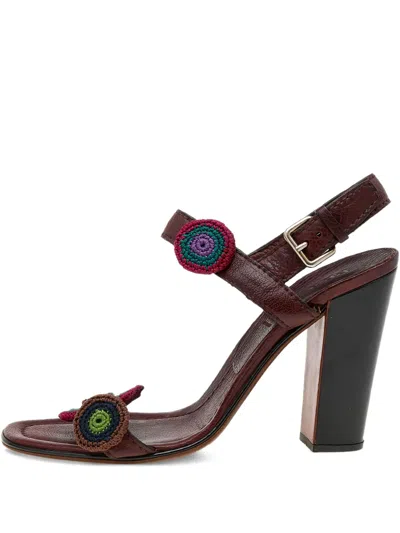 Pre-owned Prada 105mm Embroidered-detail Sandals