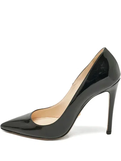 Pre-owned Prada 105mm Patent Leather Pumps In Black