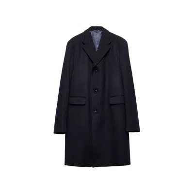 Prada Single-breasted Wool Coat In Blau