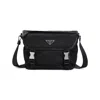 Prada Re-nylon And Saffiano Leather Shoulder Bag In Black