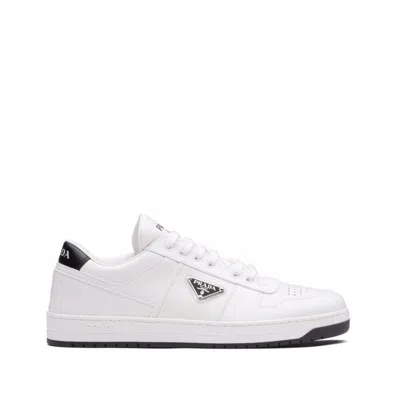 Prada Downtown Leather Low-top Sneakers In White