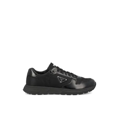Prada Mens Black Re-nylon Brand-plaque Leather And Nylon High-top Trainers Eur 40.5 / 6.5 Uk