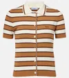 Prada Striped Short-sleeve Polo Sweater