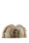 Prada Nylon And Fur Hat In Brown
