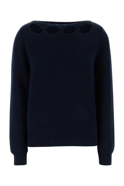 Prada Navy Blue Cotton Sweater In Black