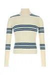 Prada Embroidered Stripes Wool Sweater In Neutral