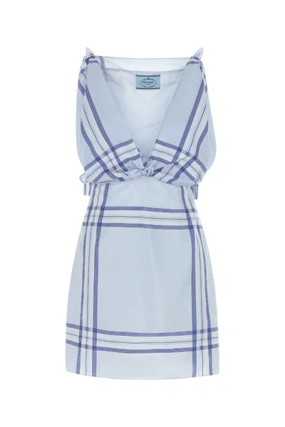 Prada Embroidered Cotton Mini Dres