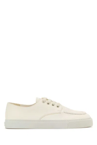 Prada Ivory Leather Sneakers In White