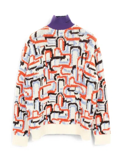 Pre-owned Prada 10s Geometric-motif Sweater In White