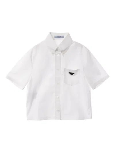 Pre-owned Prada 10s Triangle-logo Shirt In White