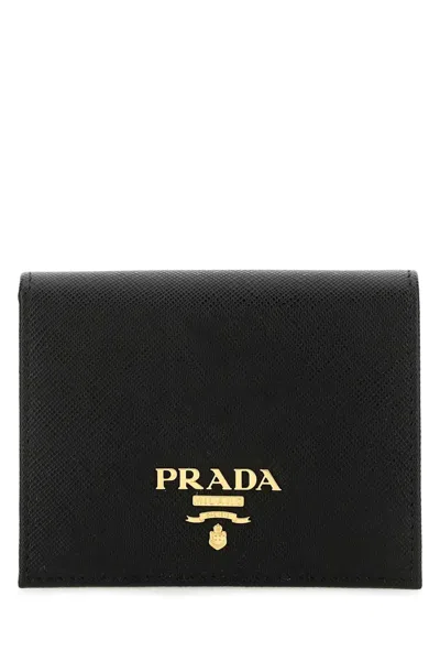 Prada 11 Cm Leather Mini Wallet In Black
