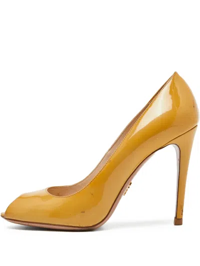Pre-owned Prada 110mm Peep-toe Patent Heels