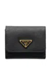 Prada Leather Triangle-logo Wallet In Black